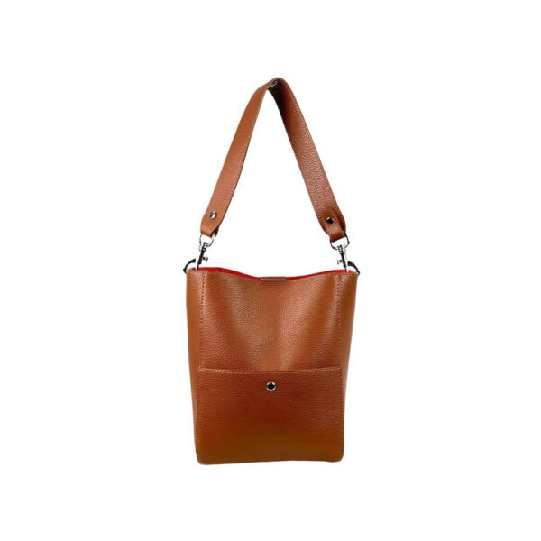 Bolso de Hombro en Piel con Bolsito Interior Cosido y Bolsillo Frontal con Cierre de Botón para Mujer.